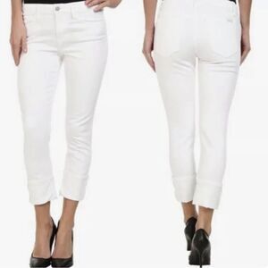 Joe’s white clean cuff crop jeans